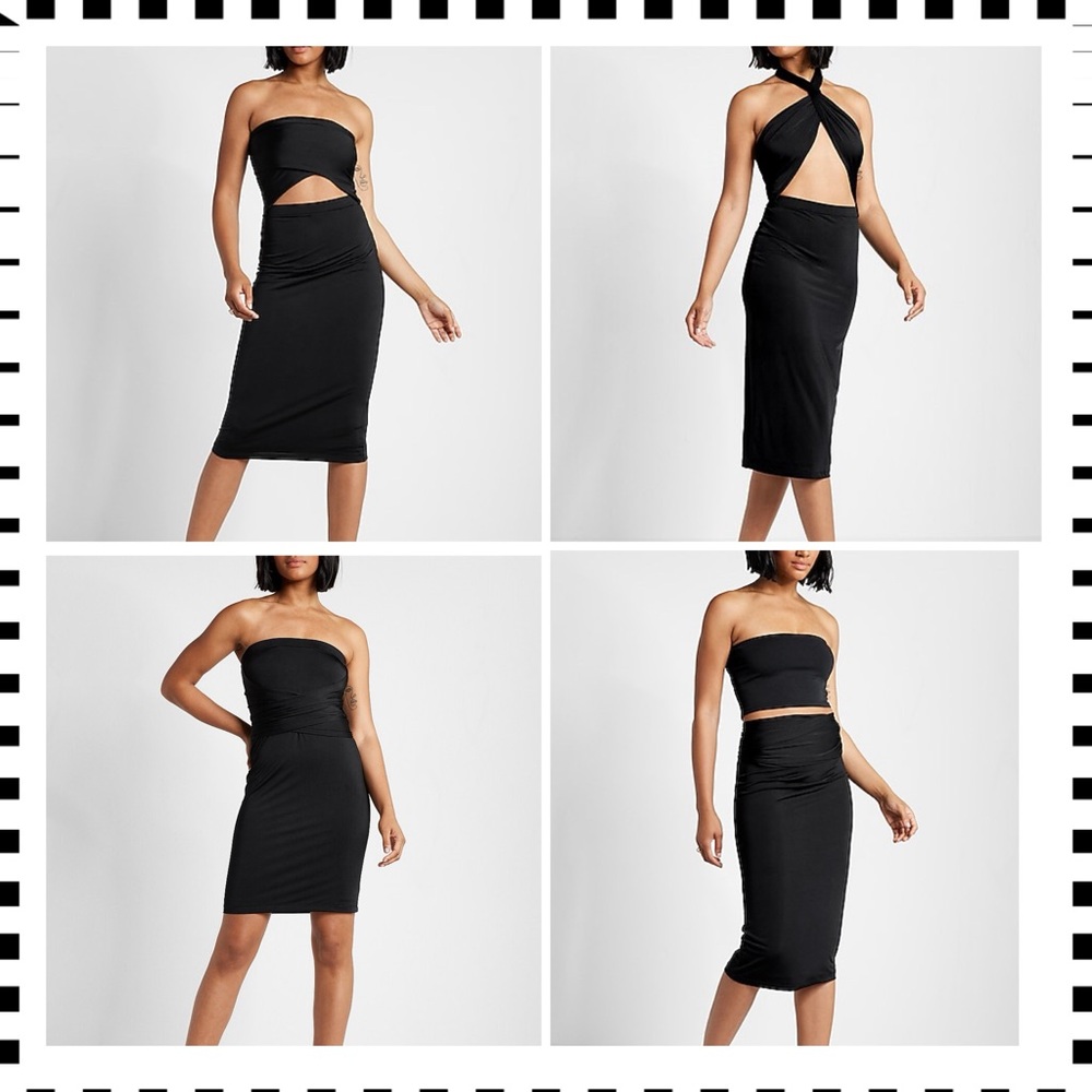 NWT Express Silky Convertible Black Midi Size Small